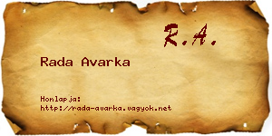 Rada Avarka névjegykártya